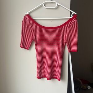 Red and White Striped Off-Shoulder Top XS/S